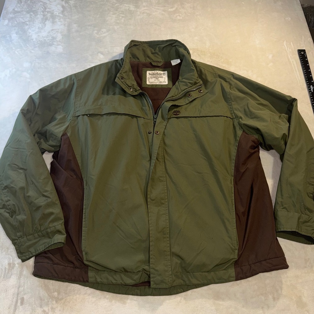 Vintage Timberland Stratham Green Brown Fleece Lined Full Zip‎ Jacket Mens XXL